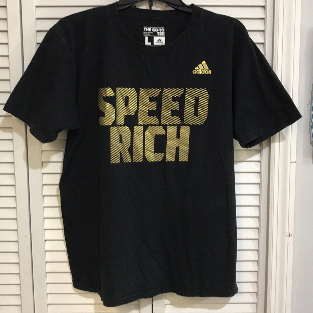 Adidas speed rich gold/black men’s size L T-shirt.